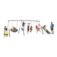 XDP Recreation Deerfield Playground Swing Set, Super Disc, Slide, Glider & Swing