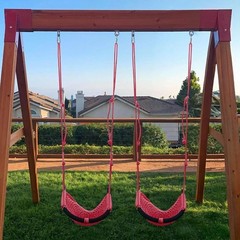 2 Pack Kids Swing Seat, Heavy Duty Rope, 440lbs Pink Outdoor Playground