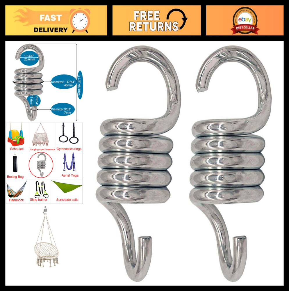 Heavy Duty Porch Swing Springs – 1500Lbs Suspension Hangers for Hammock Chair (2
