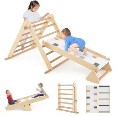 7-in-1 Climbing Triangle Set for Toddlers – Foldable Montessori Jungle Gym, Adju