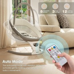 AMKE Baby Swing for Infants with Spacious & Breathable Mesh Seat 5-Point Harness