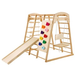 Uimoso Indoor Jungle Gym 7-in-1 Toddler Indoor Playground Wooden Climbing Toys L