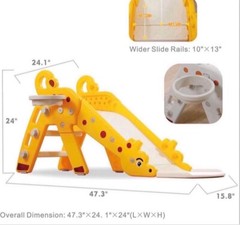 Topbuy Kids Giraffe Slide Baby Play Climber Slide Set W/ Basketball Hoop Yellow