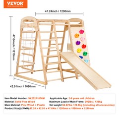 VEVOR Indoor Jungle Gym 7-in-1 Toddler Indoor Playground Wooden Climbing Toys M