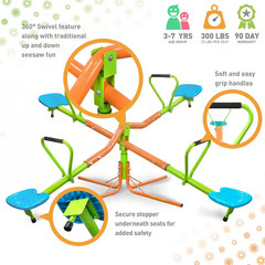 Outdoor Playground Four Seats Seesaw for Kids 3 plus Age with 360-Degree Rotatin