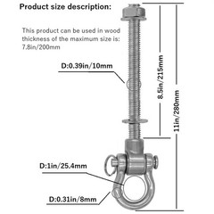 Dakzhou Set of 6 Permanent AntiRust Heavy Duty Swing Hangers 180° Bearing S