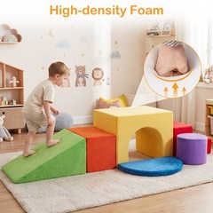 6PCS Foam Climbing Blocks Velvet Indoor Climb & Crawl Activity Playset for Kids