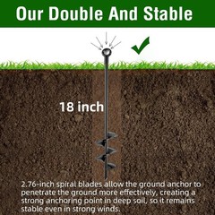 Ground Anchors Heavy Duty, Swing Set Anchor Kit 18 Inch 4 Pack Screw in Earth…