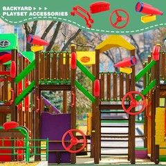 5 Pack Kids Playground Accessories Set Swingset Steering Wheel Plastic Telesc…