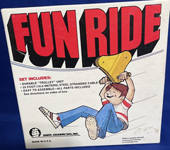 ZIPLINE Fun Ride 1990 Original Spring Swings Zip Line Trolley 35 Foot Cable