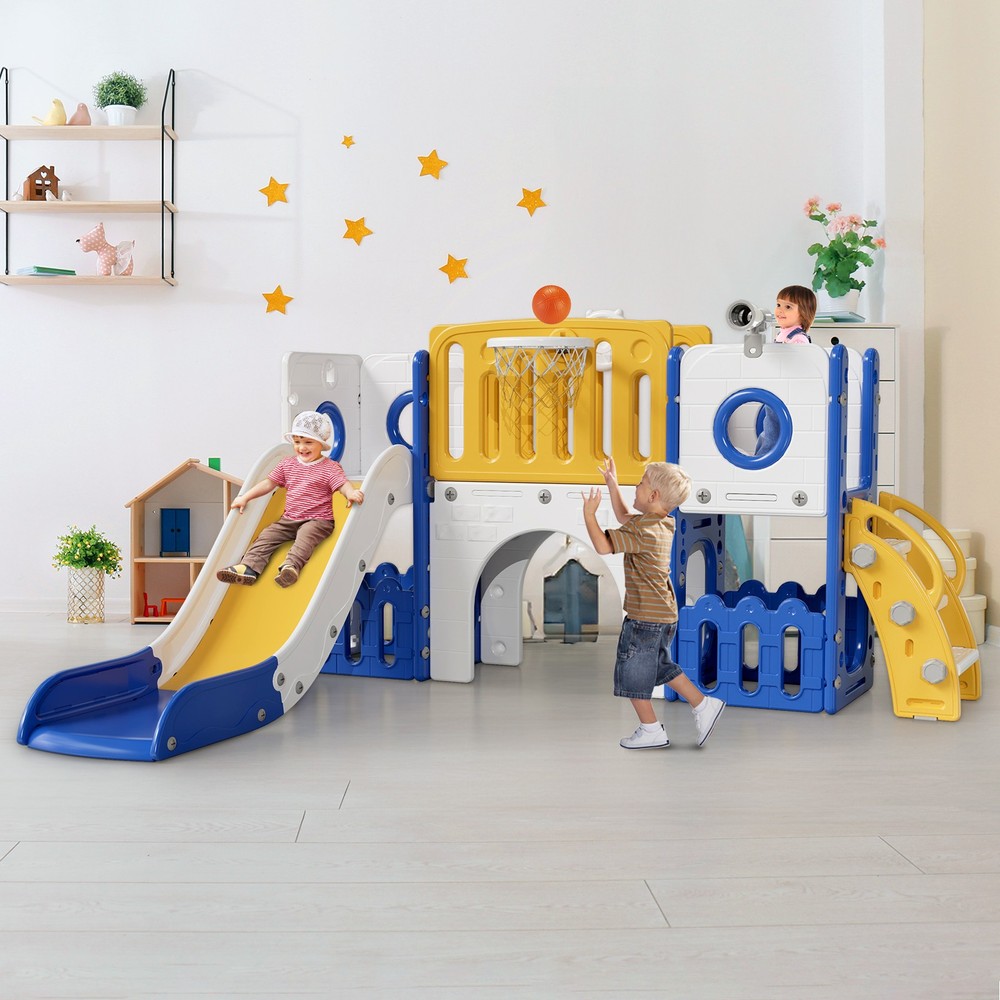 9 in 1 Large Toddler Slide Set, Kids Climber Slide Playset for Indoor & Outdoor