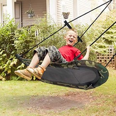 Skycurve Platform Tree Swing, Surfing Rectangle Swing with Handles, Camo Green