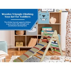 Fionafurn Pikler Triangle Ladder Foldable 2-in-1 Ramp Slide for 1-7 Multi