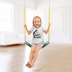 Swing Set, Seat with 66 Inch Anti-Rust Chains Thermoplastic Coated, Support 2…