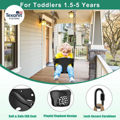 Black Toddler Swing Set – Heavy-Duty High Back Full Bucket Toddler Swing Seat &