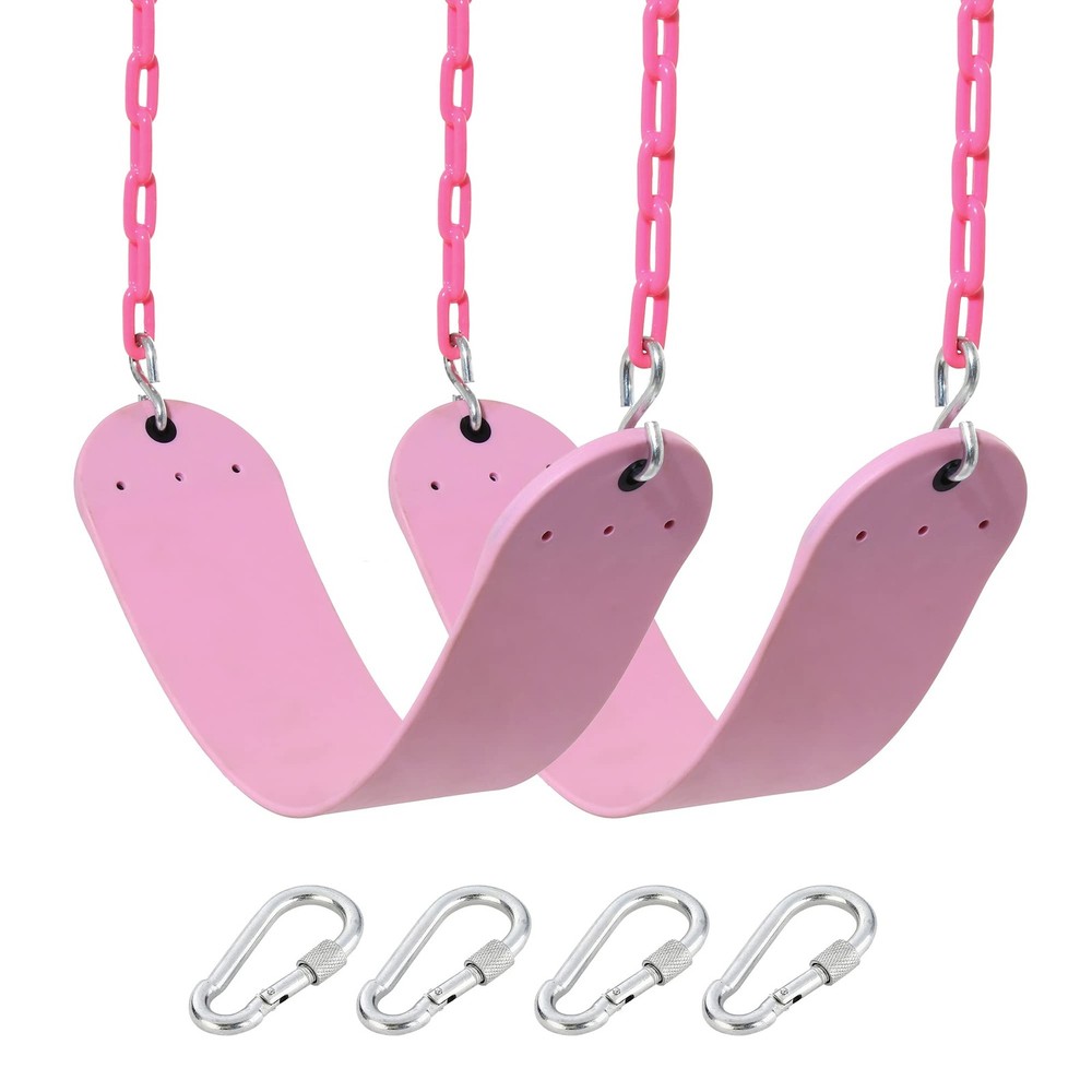 2 Pack Pink Swings Seats Heavy Duty 66 Inches Chain Plastic Coated – Playgrou…