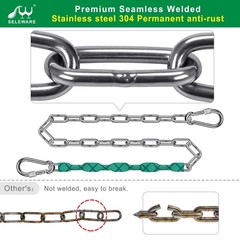4 Pcs 85″ Heavy Duty Swing Chains Stainless Steel Hanging Chains