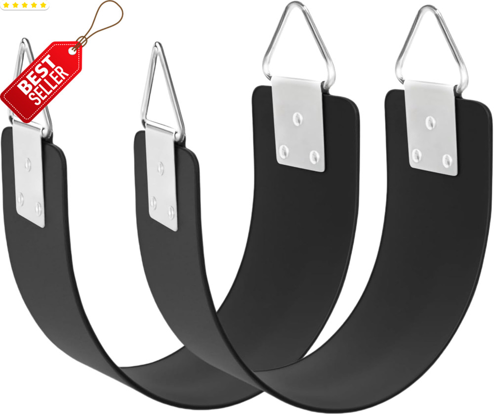2PCS Swing Seat Metal Ring Heavy Duty 300lb Outdoor Playground Black – US