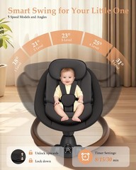 Baby Swing for Infants, Electric Baby Swing with Bluetooth, Portable Infant S…