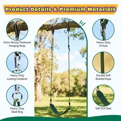 Heavy Duty Kids Swing Seat with 79″ Adjustable Rope, 330 lbs Capacity Swing S…