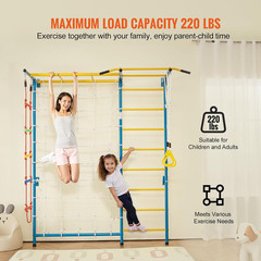 Indoor Jungle Gym for Toddlers, 7-In-1 Climbing Playset with Carbon Steel Swedis