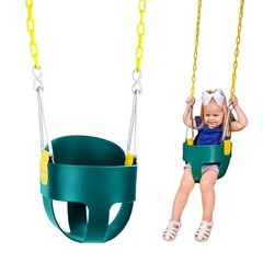 Toddler Swing Seat – High Back Full Bucket, Green | Plastic Coated Chains, Outdo