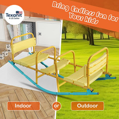 Children’S Teeter Totter Seesaw, 3-Person Metal Seesaw, 2-In-1 Indoor and Outdoo