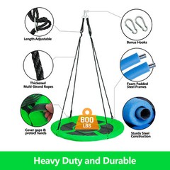 40” Saucer Tree Swing Set Round Web Net Adjustable for Children Playground