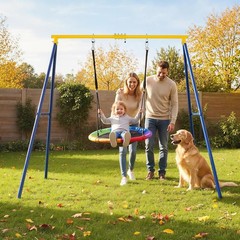 550lbs Metal Swing Sets Backyard Heavy Duty Full Steel Swing Frame A-Frame Swing