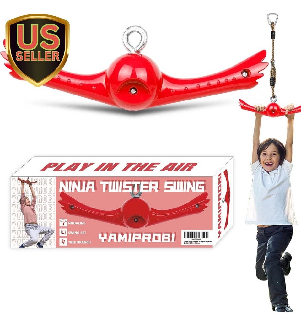 Ninja-Twister Swing Spins Set: Slackline Attachments – 360° Handle Twist-Spinner