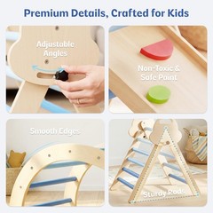 8-in-1 Wooden Climbing Set for Toddlers with Cushion, Foldable Montessori Ind…