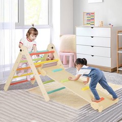 3-in-1 Triangular Climbing Toys Foldable & Height-adjustable Triangle Set