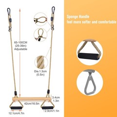 Wooden Trapeze Swing Bar with Gym Rings for Children’s Swing Set Indoor Outdo…