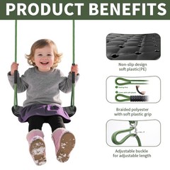 Heavy Duty Swing Seat Non-Slip Tree Swingset with Adjustable Rope and Carabin…