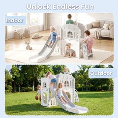 Toddler Slide, 9 in 1 Kids Indoor Outdoor Playground with Climber Basketball …