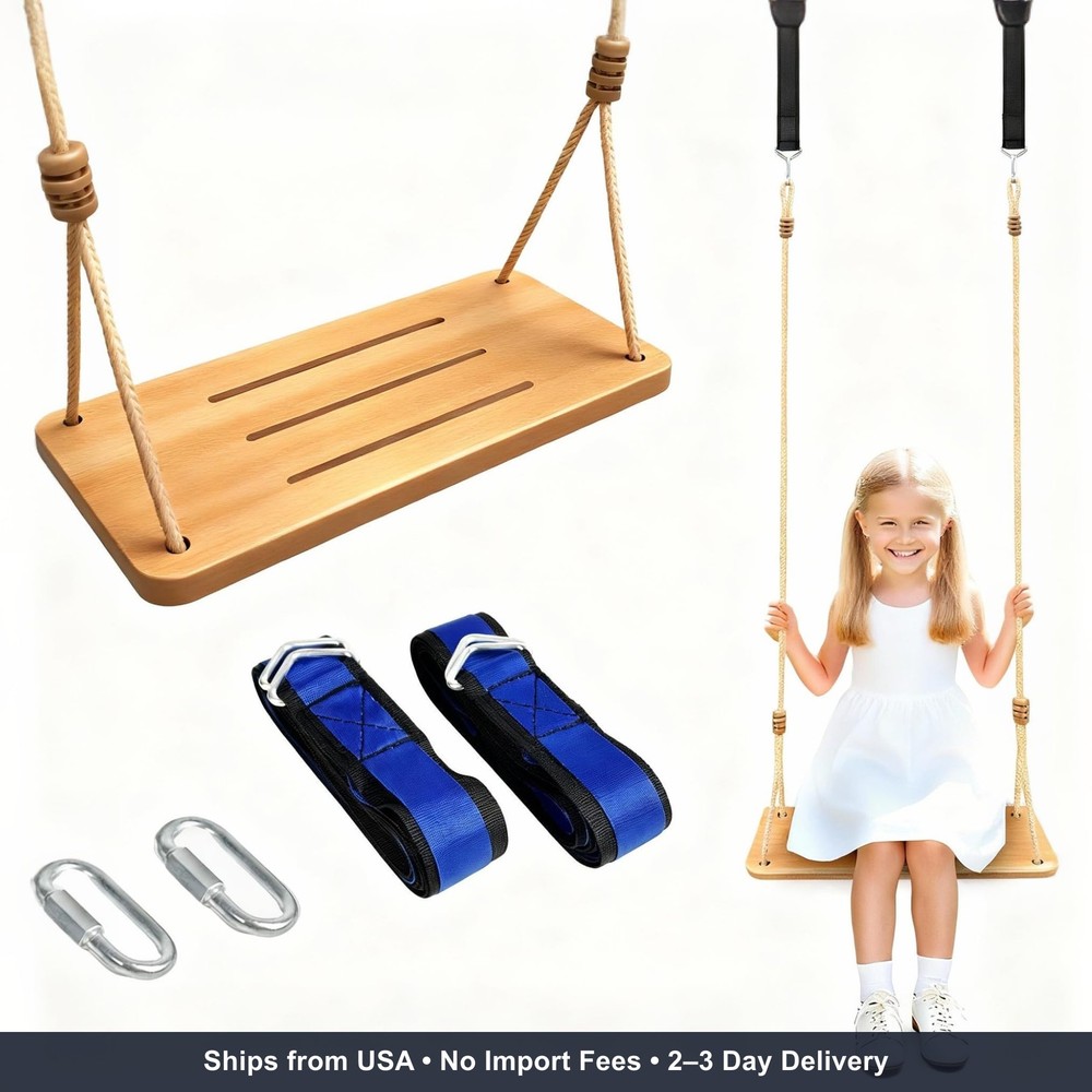 500LBS Waterproof Wooden Swing Seat Hermetic Oil Sealing for Outdoor Indoor, 16″