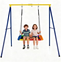 550lbs Metal Swing Sets Backyard Heavy Duty Full Steel Swing Frame A-Frame Swing