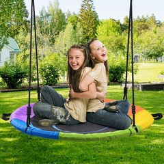 700lbs 40″ Saucer Tree Swing for Kids Adults Waterproof Rainbow Round Disc Swing