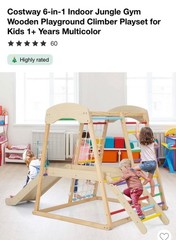 Costway 6-in-1 Indoor Jungle Gym Wooden Playground Climber Playset Kids 1+ Year