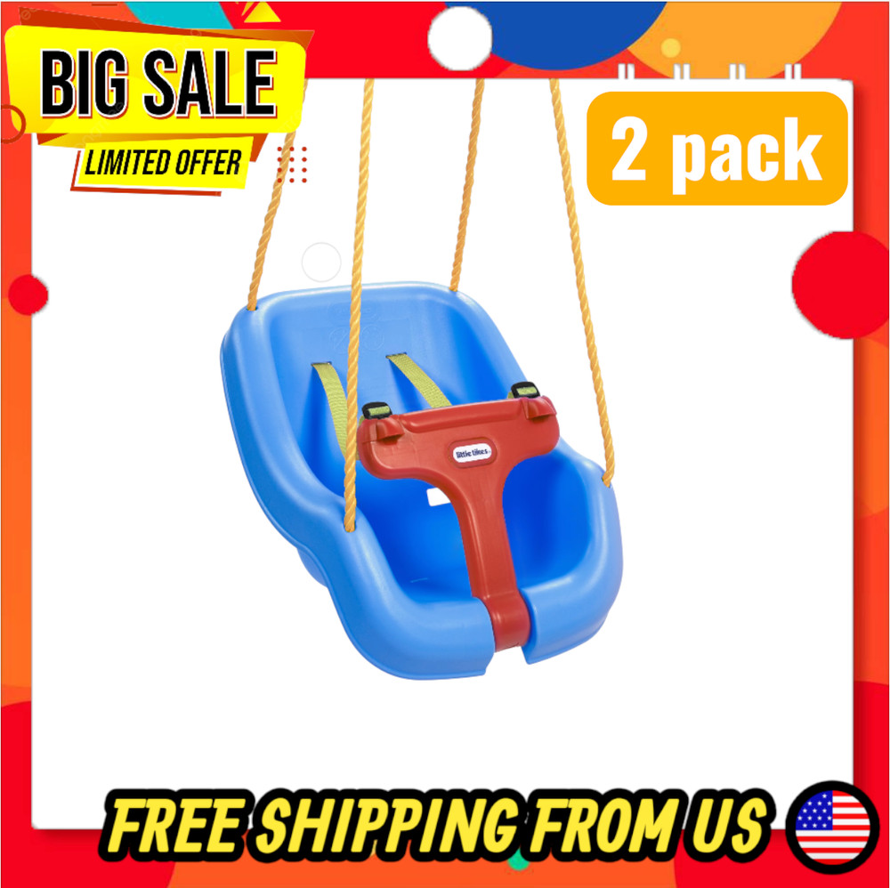 (x2 pack) Little Tikes 2-in-1 Snug and Secure Swing, High Back Swing, Blue