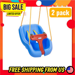 (x2 pack) Little Tikes 2-in-1 Snug and Secure Swing, High Back Swing, Blue
