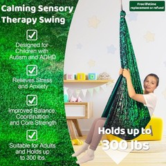 HiCamer Sensory Swing 300lbs Indoor Outdoor Cuddle Swing Crystal Green