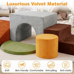 6PCS Foam Climbing Blocks, Velvet Indoor Climb & Crawl Activity Playset for Kids