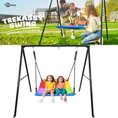 Metal Swing Set with 60″ Large Platform Swing for Backyard Kids Adult Heavy Duty