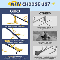 Seesaw for Kids Outdoor, Heavy Duty 250LB 360° Rotating Seesaw Outdoor Teeter To