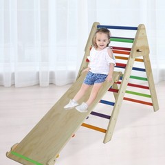 Fionafurn Pikler Triangle Ladder Foldable 2-in-1 Ramp Slide for 1-7 Multi