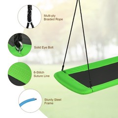 Goplus 700lbs Giant 60″ Platform Tree Swing Outdoor w/ 2 Hanging Strap Green