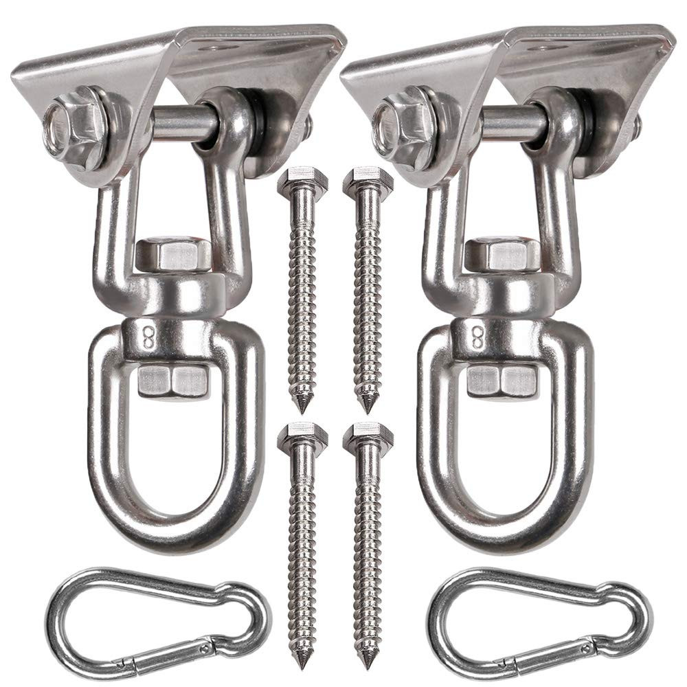 2 Pack Heavy Duty 360° Swivel Swing Hanger, Stainless Steel Swing Hook for Ce…