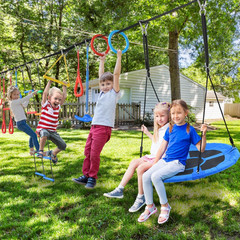 65 ft Ninja Warrior Obstacle Course for Kids with Swing Ninja Rope Course wit…
