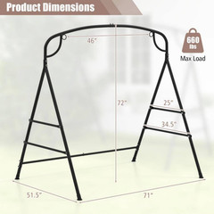 71 In. Metal Patio Swing Stand with 2-Ring Design and Double Side Bars